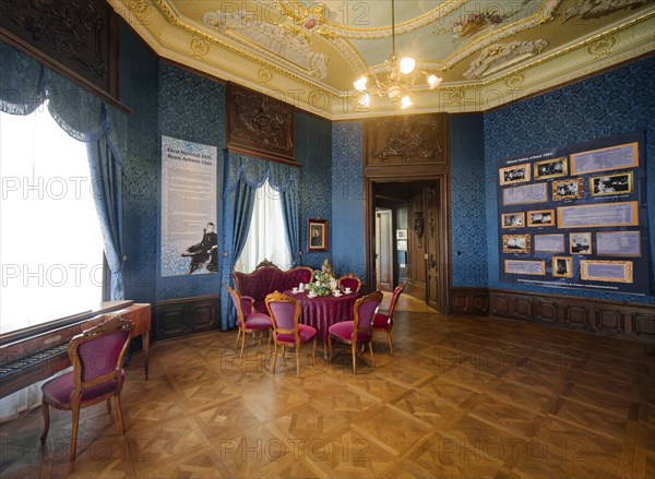 Blue Salon, museum, neo-classical Lower Castle, interior view, residential town of Greiz,