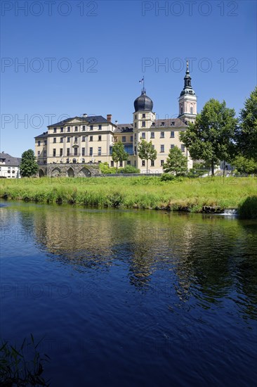 Neoclassical Lower Castle and St Mary's Evangelical-Lutheran Town Church on the River Weisse