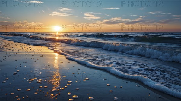 Ocean wave cresting with foam water glistening under sunlight, AI generated