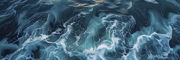 Aerial view of an cresting ocean wave unfolding its violent beauty, AI generated