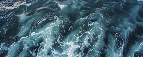 Aerial view of an cresting ocean wave unfolding its violent beauty, AI generated