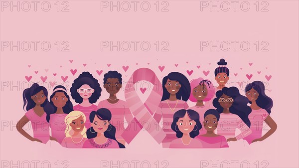 Women Unite for Breast Cancer Awareness, AI generated