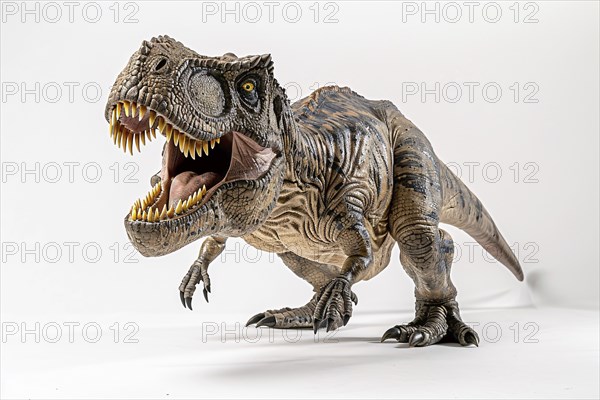 Huge Giganotosaurus dinosaur, largest known terrestrial carnivores on white background. Generative