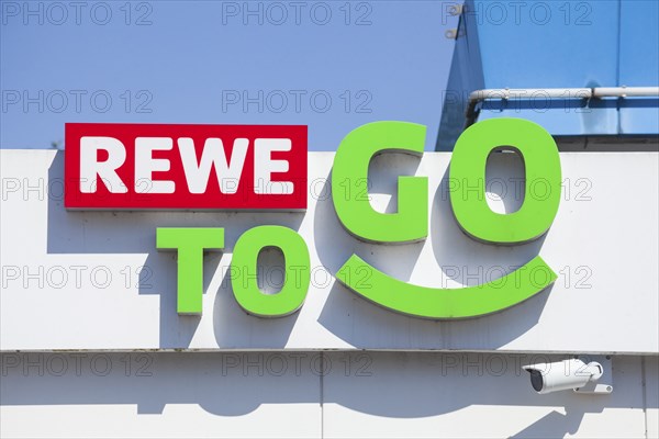 REWE To Go Marken-Discount logo at a petrol station, Germany, Europe