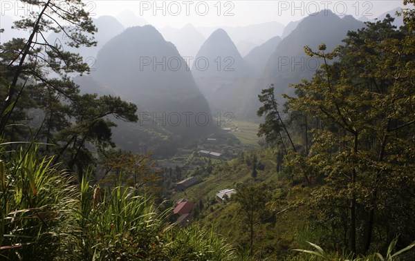 Karst rocks in the Dong Van Karst Plateau UNESCO Global Geopark, Ha Giang Province, Vietnam, Asia