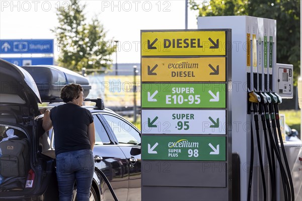 Petrol station on the A8 motorway, Total Energies petrol pump, Denkendorf, Baden-Württemberg,