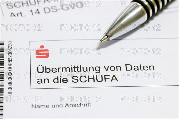 Form, transmission of data to Schufa, credit information, Kreissparkasen, biros