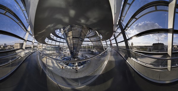 Reichstag dome in 360Â° panorama, government district, Berlin, Germany, Europe