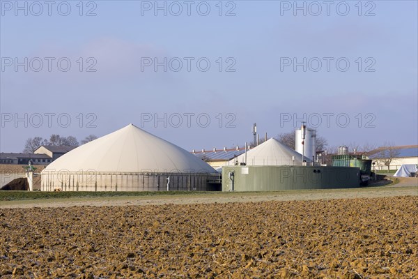 Symbolic image, energy transition, biogas plant near Backnang, arable farming, field,