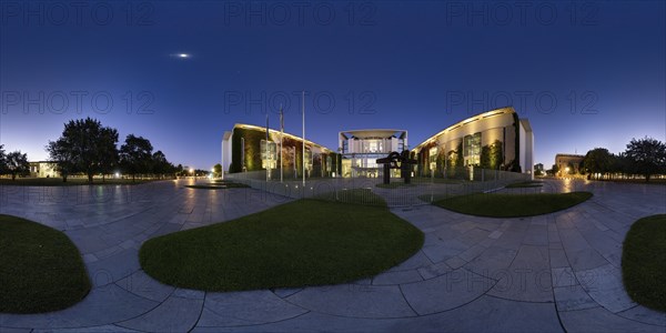 Federal Chancellery at dawn, 360Â° Panorama, Berlin, Germany, Europe
