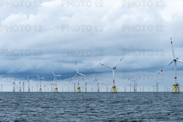 Offshore wind farm Nordsee Ost, operator RWE, north of Helgoland, German economic zone, wind