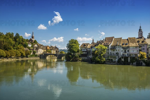 Village view with Rhine, Laufenburg, High Rhine, Black Forest, Baden-Württemberg, Germany, Europe