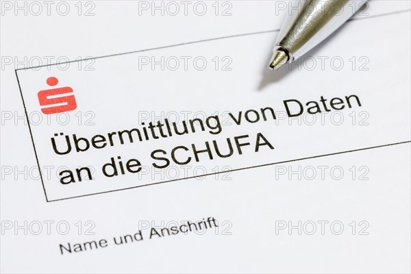 Form, transmission of data to Schufa, credit information, Kreissparkasen, biros