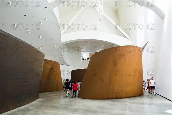 Guggenheim Museum, architect Frank Gehry, interior view, artist Richard Serra, Bilbao, Basque