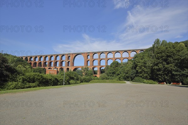 Historic Göltzschtal Bridge with bricks, bricks, viaduct, railway bridge, arch bridge, Mylau,