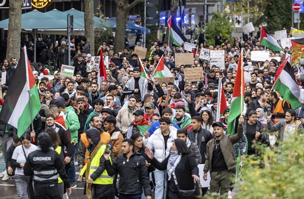 Rally of pro-Palestinian demonstrators. They demand an end to the oppression of the Palestinians