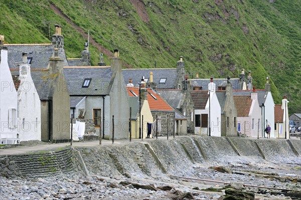 Crovie, a small village on a narrow ledge along the sea comprising a single row of houses in