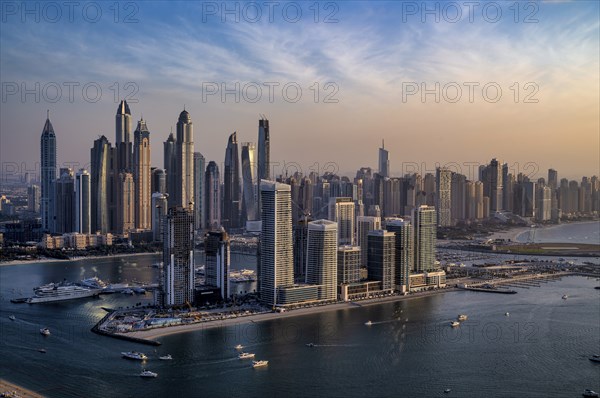 View from The View At the Palm viewing platform onto skyline with Princess Tower, Elite Residence,