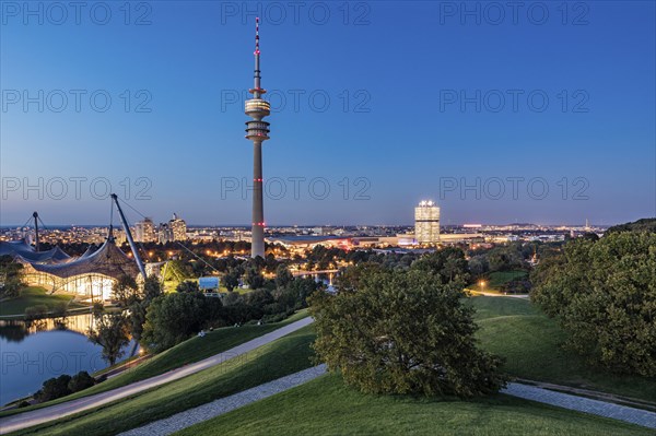 Olympic Tower in the Olympic Park and the BMW four-cylinder administration building in Munich,