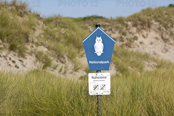 Sign National Park, Quiet Zone, Nature Reserve, Norderney Island, East Frisia, North Sea, Lower