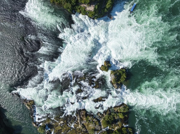 Aerial view of the Rhine Falls, Neuhausen, Canton Schaffhausen, Switzerland, Europe