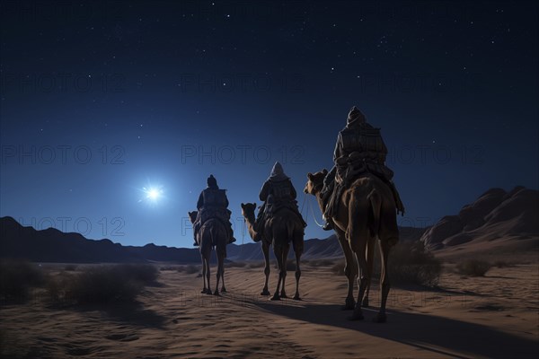Christmas Jesus birth concept, Adoration of the Magi, Three Wise Men, Three Kings, and the Three