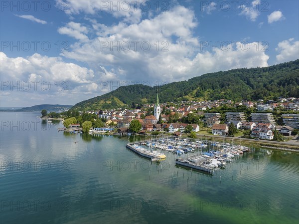Aerial view of the village of Sipplingen on Lake Constance, Lake Constance district