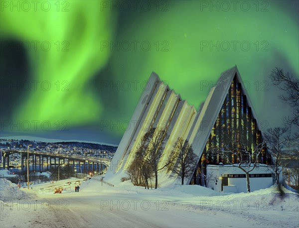 Ice Sea Cathedral Night Northern Lights Tromso Norway