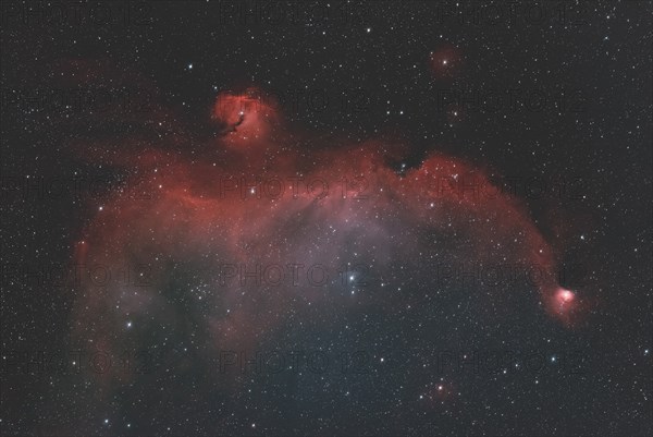 IC2177, NGC2235, NGC2327, Seagull Nebula, foggy landscape with hydrogen h alpha is located on the