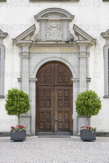 Portal of the monastery church of St. Mary of the former Benedictine Abbey in Rheinau, Andelfingen,