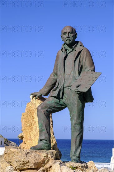Monument to painter Llorenç Cerda i Bisbal, Cala de Sant Vicenc, Majorca, Balearic Islands, Spain,