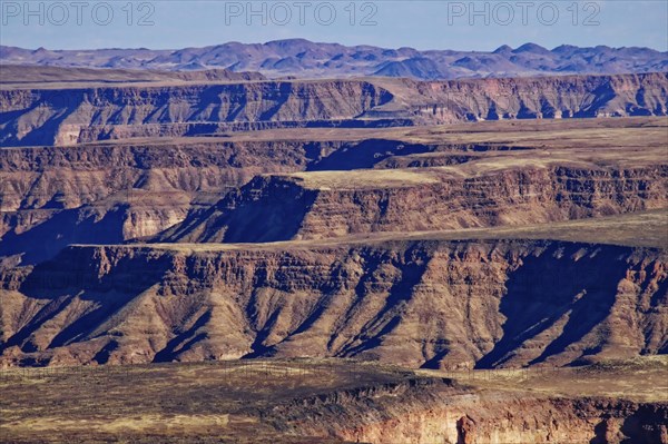 Table mountains above the Fish River Canyon. The Fish River Canyon is part of the state-owned