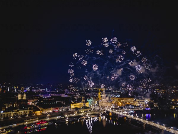 Fireworks over Dresden's Old Town