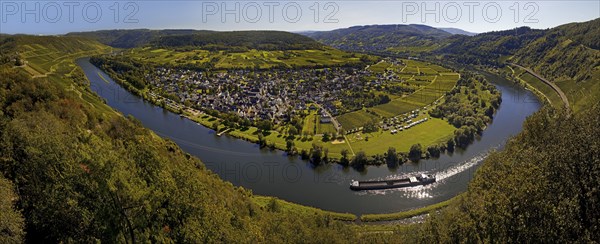 Panoramic view of the meandering Moselle from the Prinzenkopf Tower, Pünderich,