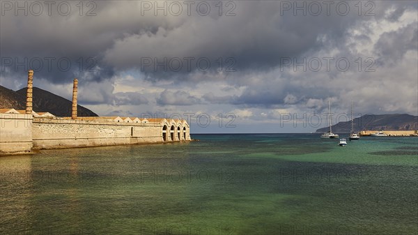 Green sea, Dark clouds, Dramatic light, Tonnara, Old tuna factory, Favignana town, Main town,
