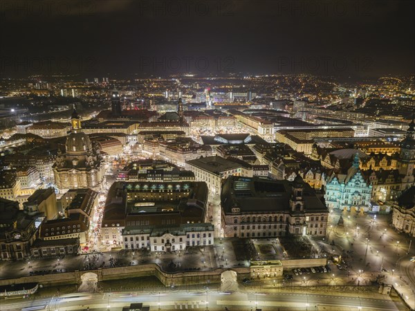 Dresden's old town at Christmas time. Despite the fact that the main sights are not illuminated due