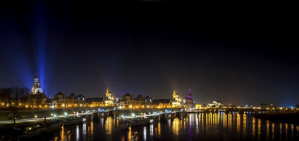 Dresden Silhouette View of the Old Town from the Carola Bridge. On the occasion of the
