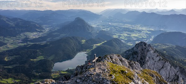 Summit of the Schaffauer, Hintersteiner See at Wilder Kaiser, Tyrol, Austria, Europe