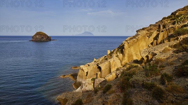 Sandstone cliffs, Filicudi, Scoglio Faraglione, Spiaggia di Pollara, Pollara beach, Pollara,