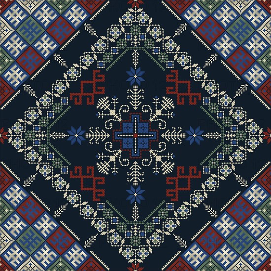 Traditional Latvian embroidery seamless pattern, vector illustration