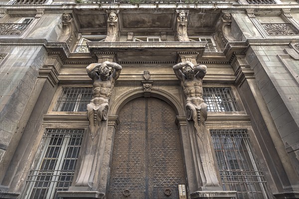Atlases at the entrance portal Palazzo Gio Carlo Brignole, built in 1671, today used as an office