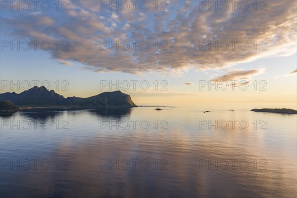 Mountains by the fjord in the evening, coast near Nyksund, Langoya Island, Vesteralen, Northern