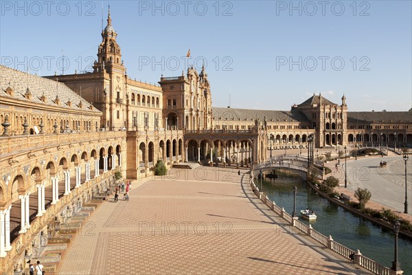 The Plaza de Espana, Seville, Spain built for the Ibero-American Exposition of 1929. It is a