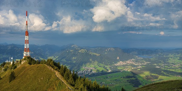 Bavarian Broadcasting Tower on the Grünten, 1738m, at sunrise, Illertal, AllgÃ¤u Alps, OberallgÃ¤u,