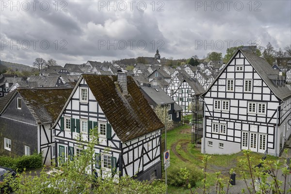 Detailed view of the historic old town, Alter Flecken, 17th century, Freudenberg, North