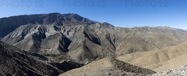 Mountain landscape on the Tizi-n-Tichka pass road, High Atlas, Morocco, Africa