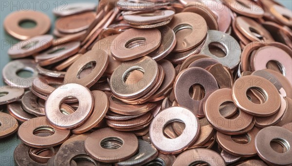 Material, metal, copper, a large quantity of copper washers