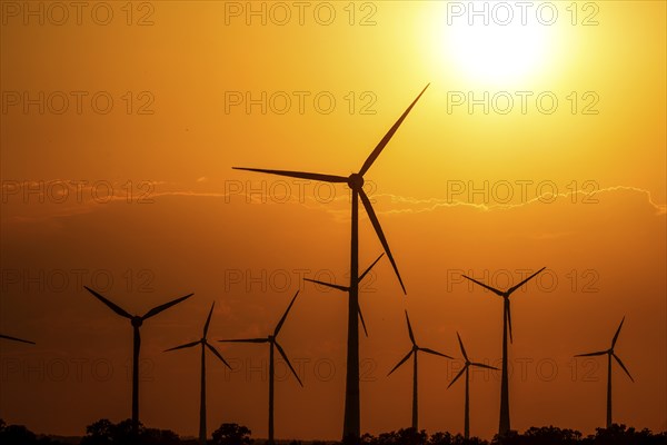 Sunset at a wind farm, Mallnow