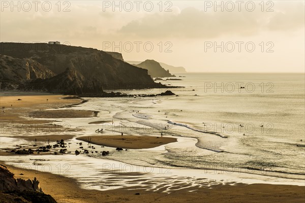 Sunset, Praia do Amado, Carrapateira, Algarve, West Coast, Atlantic Ocean, Portugal, Europe