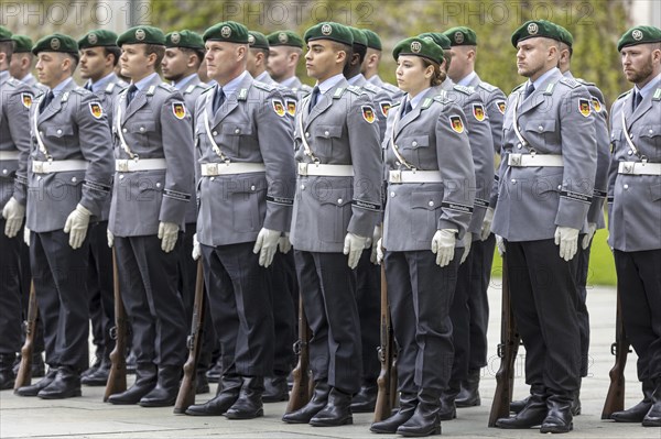 Soldiers from the Bundeswehr Guard Battalion, photographed during a reception with military honours